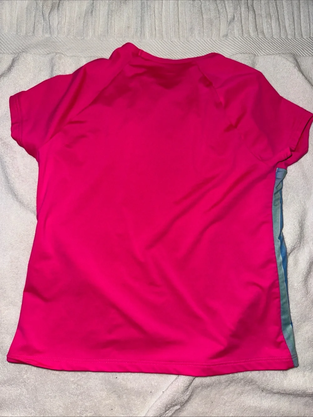 Lands' End Girls' Pink Multi-Stripe Rash Guard swim top